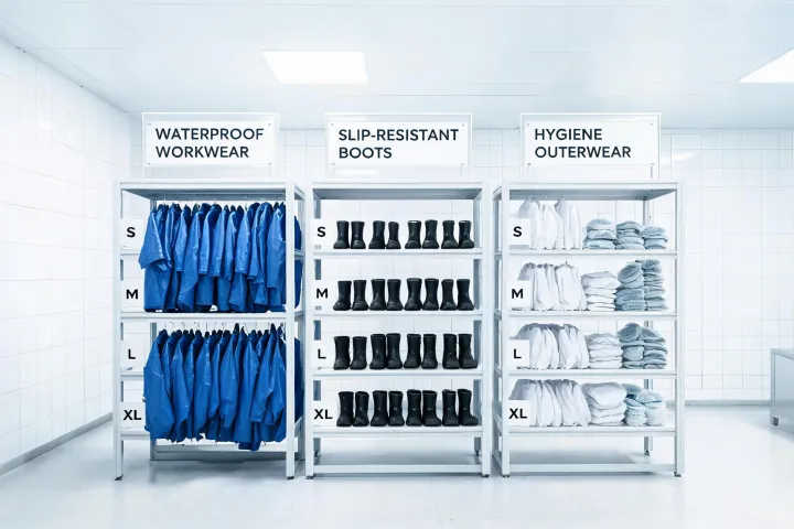 Food and pharma protective apparel staging area