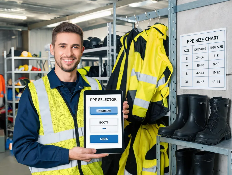 Supervisor using workwear PPE selector